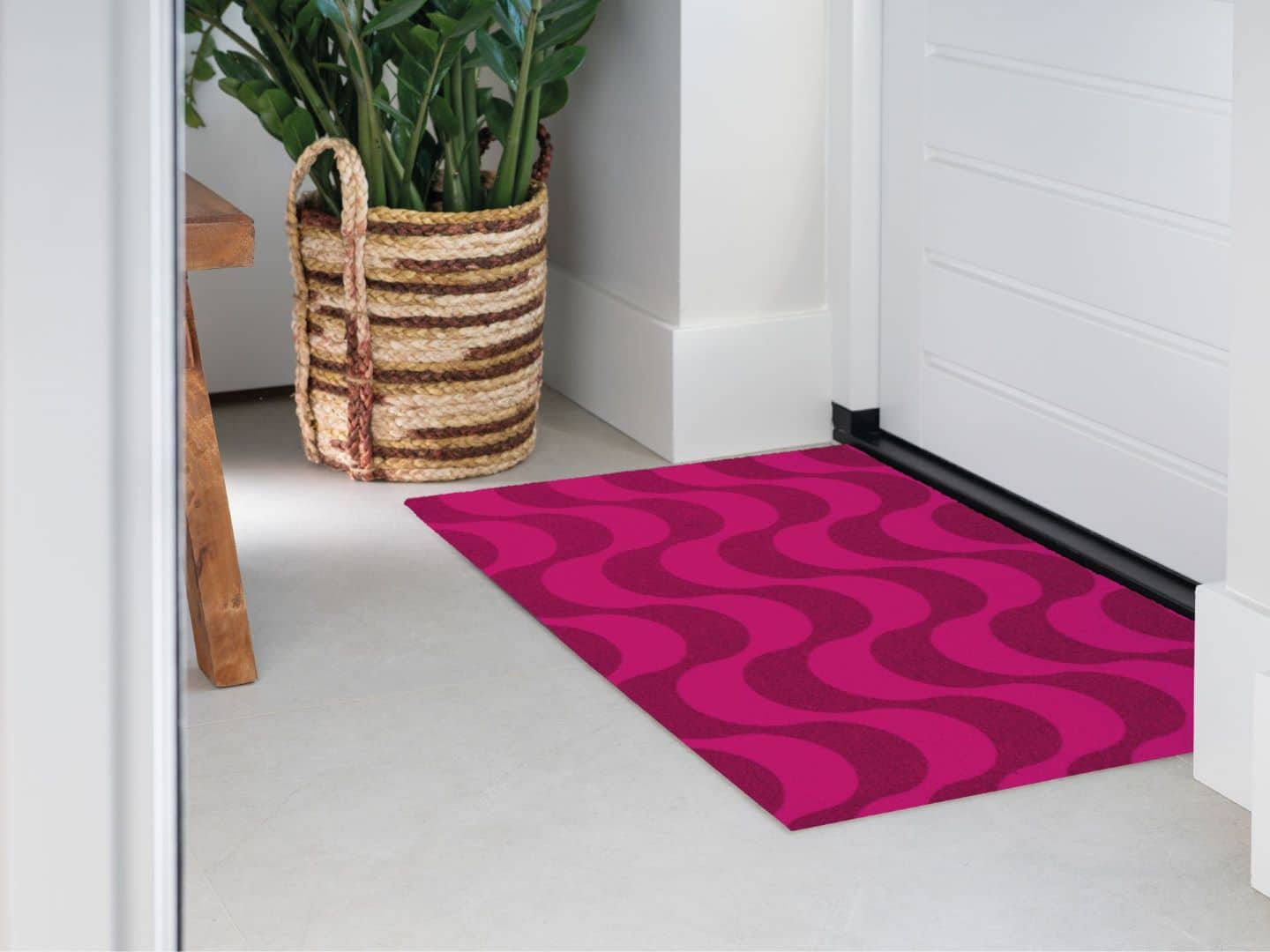 Photo of Mattigo Boogie mat pink doormat at a front door