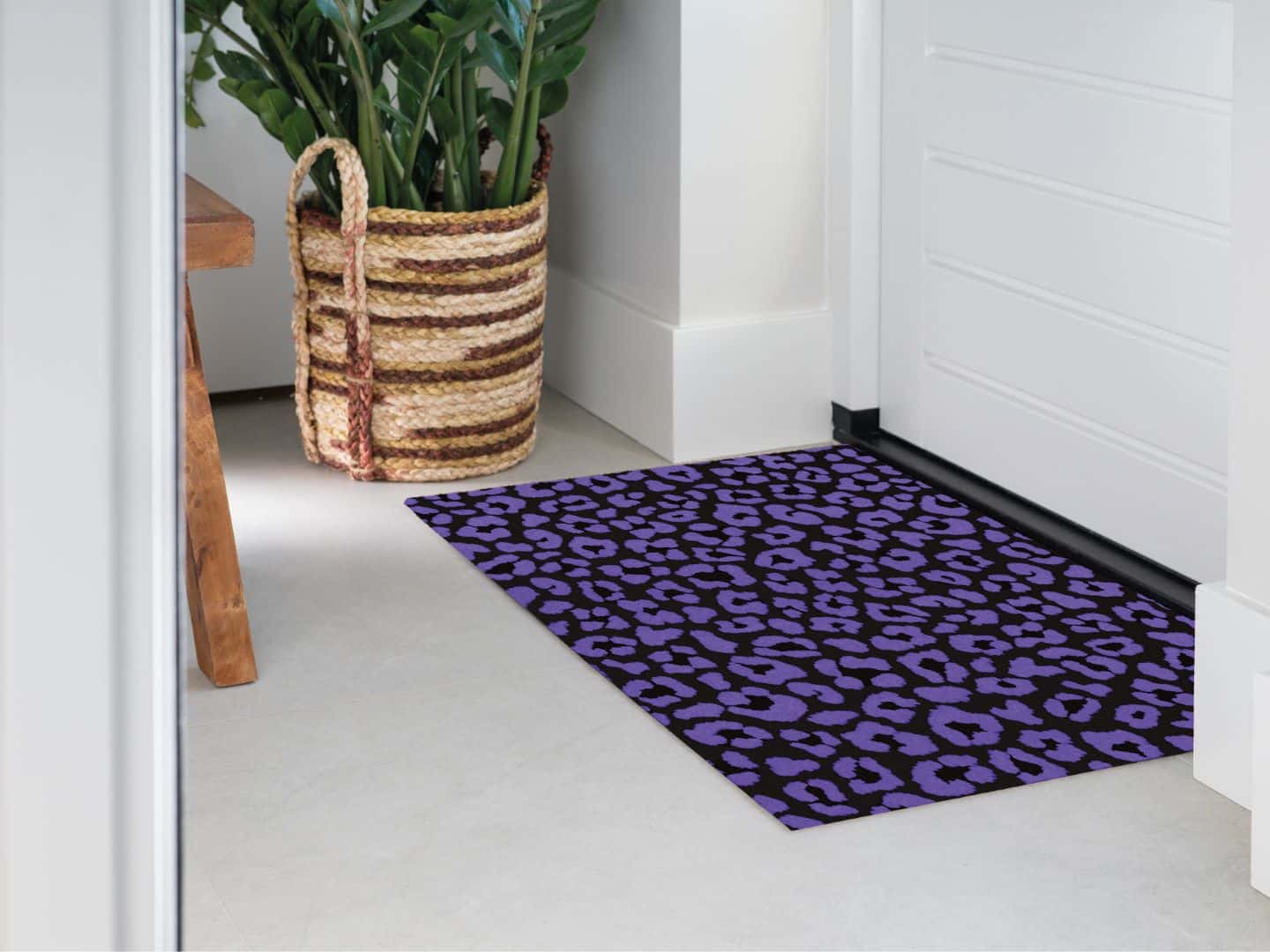 Photo of Mattigo Pretty Panther Print Black doormat at a back door