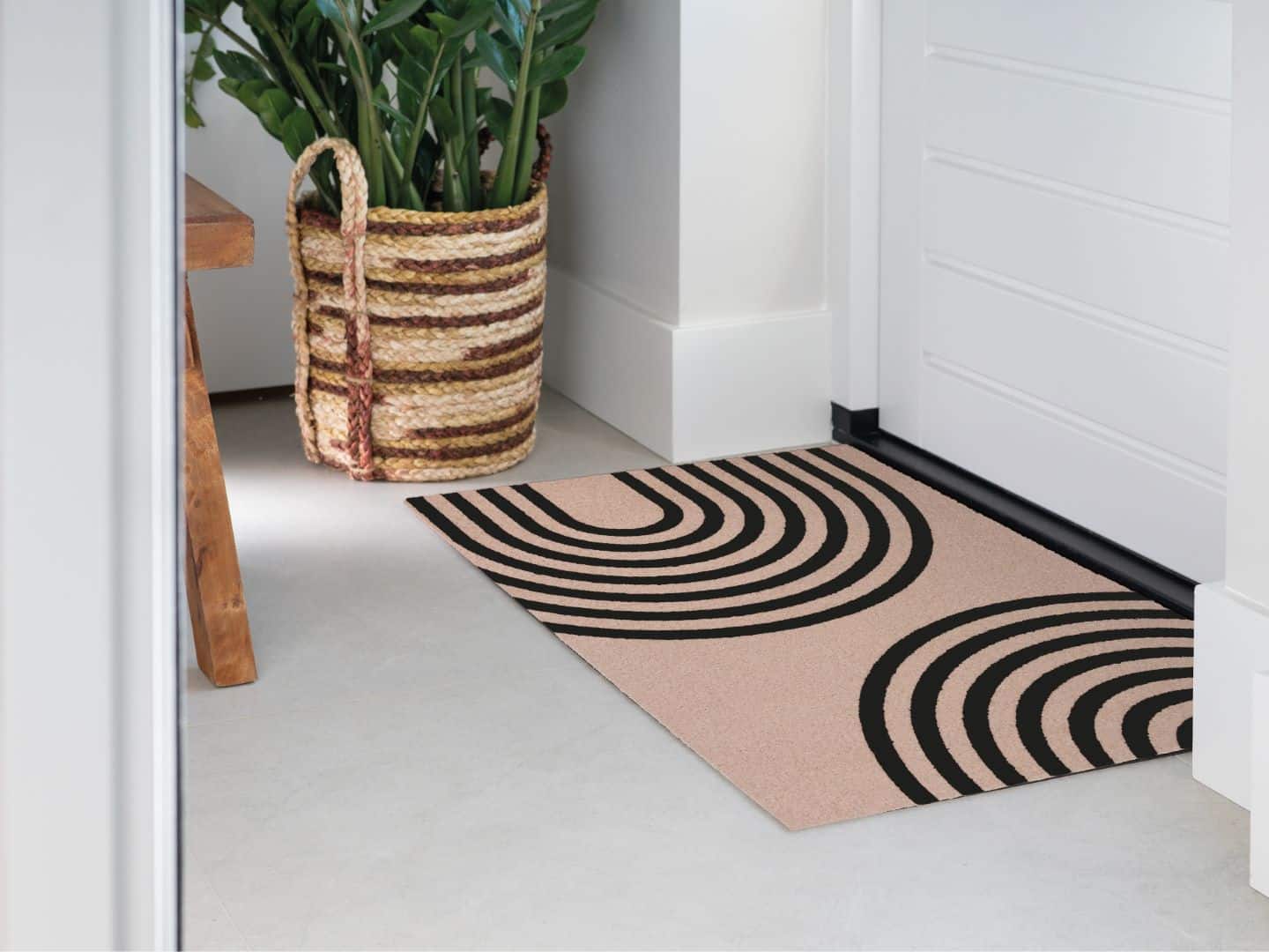 Photo of Mattigo Japandi Zen Black doormat at a front door