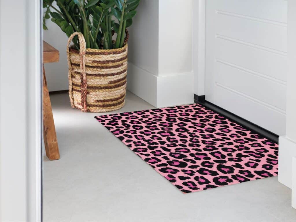 Photo of Mattigo Pretty Panther Print Light Pink at a front door